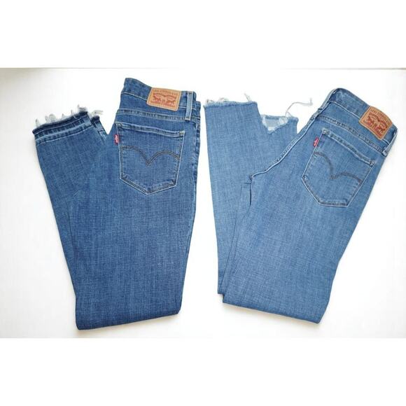 Levi’s 711 Skinny Ankle Jeans Bundle – Size 26 – Raw Hem Distressed Stretch - Picture 3 of 16